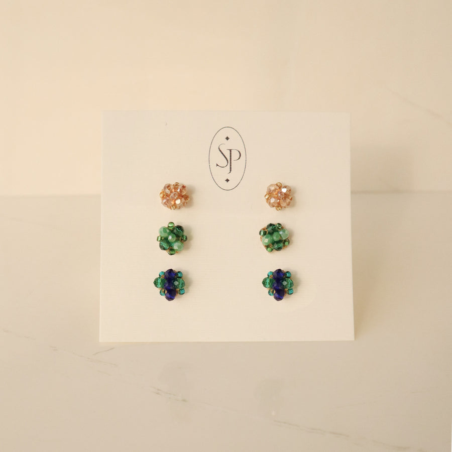 SET DE ARETES GRETA VERDE/DORADO/AZUL