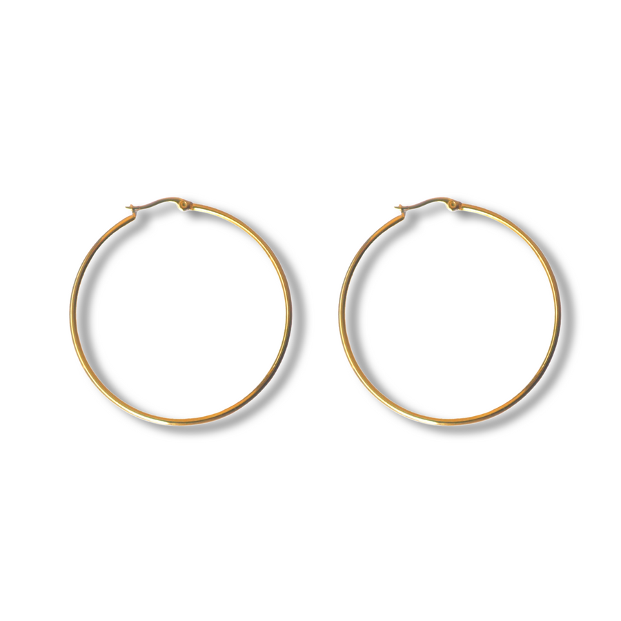 ARGOLLAS REDONDAS DORADAS GRANDES DE ACERO Samantha Pinto