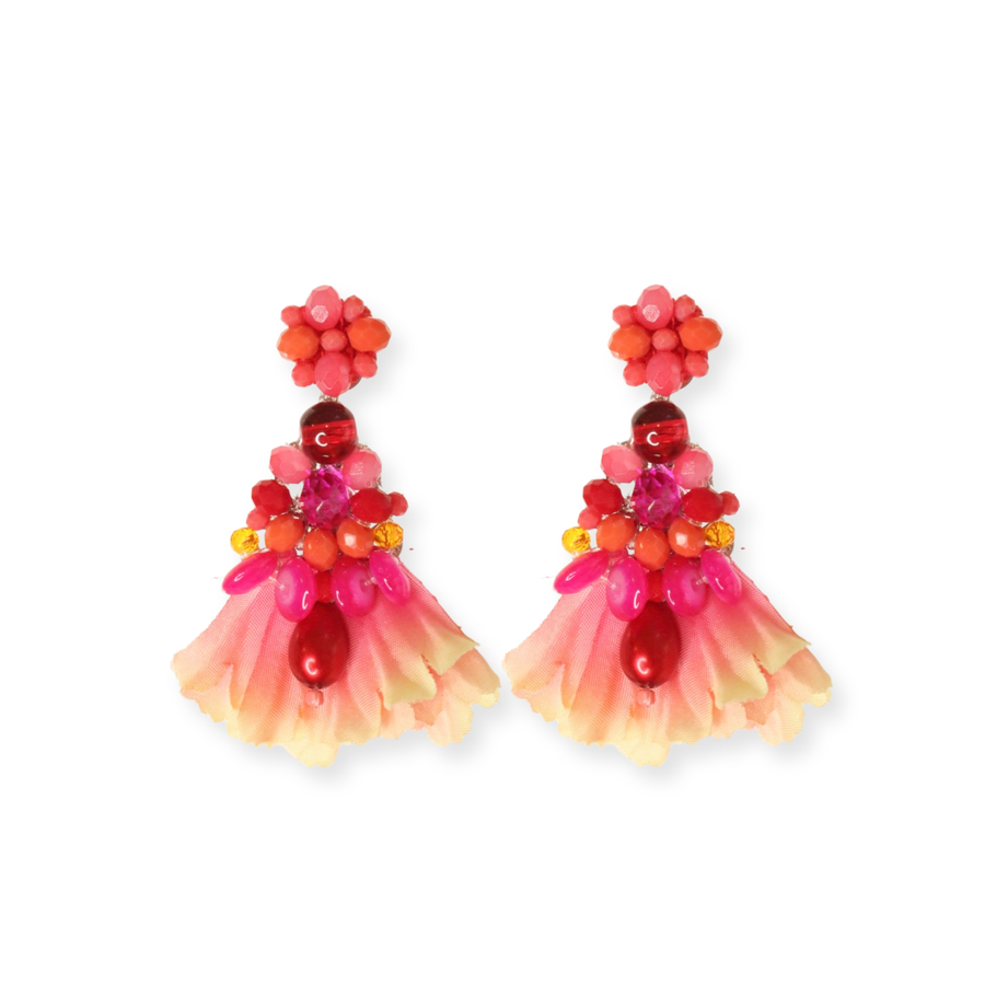 ARETES PRIMAVERA MEDIANO MULTICOLOR ROJO/FUCSIA