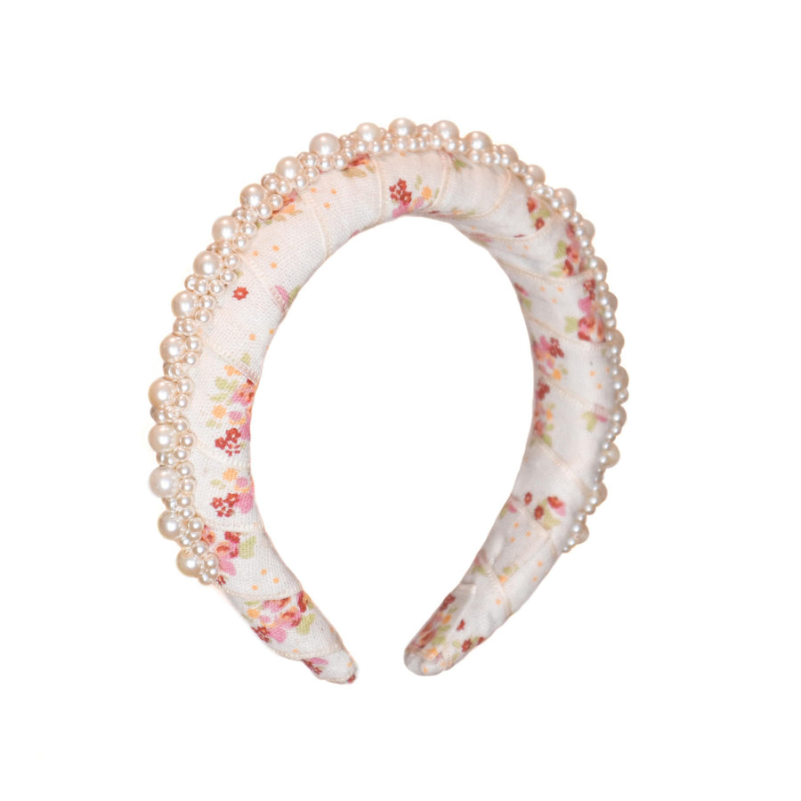 AURORA PINK HEADBAND WITH EMBROIDERED PEARLS