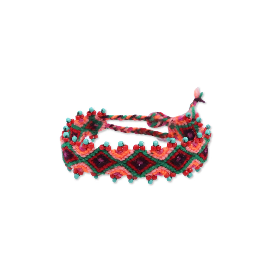 PULSERA TEJIDA CAMILA VERDE/ROJO/NARANJA